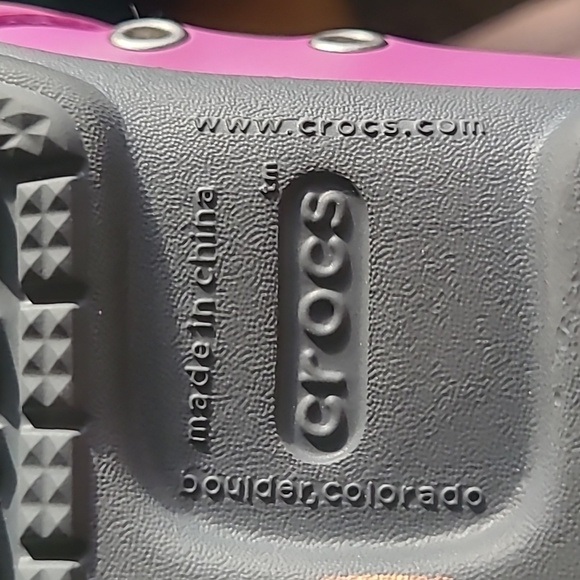 Crocs Wild Orchid Pink Gray Lined Rubber Colorlite Loafers - Picture 5 of 9